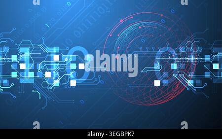 Technological vector background with colored spheres. Tech art. Stock Vector