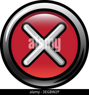 X Framed in Circle Button - Shaded Stock Vector