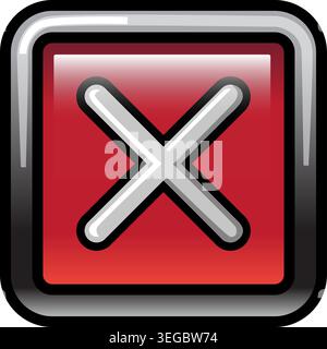 X Framed in Square Button - Shaded Stock Vector