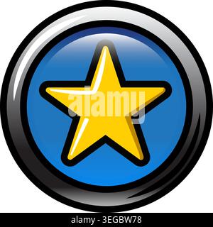 Star Framed in Circle Button - Shaded Stock Vector
