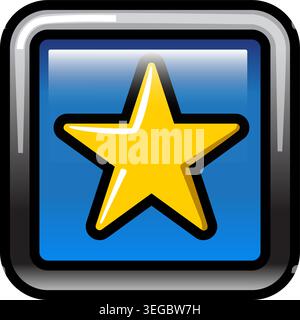Star Framed in Circle Button - Shaded Stock Vector