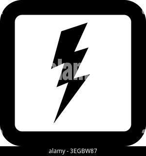 Lightning Bolt Framed in Square - Solid Shape Stock Vector