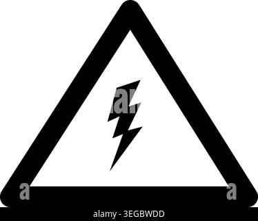 Lightning Bolt Framed in Triangle - Solid Shape Stock Vector