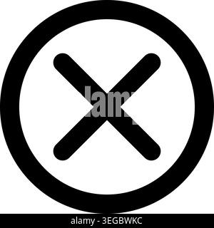 X Framed in Circle - Solid Shape Stock Vector