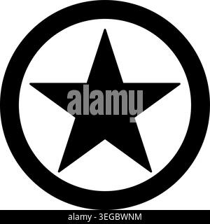 Star Framed in Circle - Solid Shape Stock Vector
