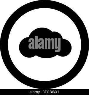 Cloud Framed in Circle - Solid Shape Stock Vector