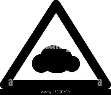 Cloud Framed in Triangle - Solid Shape Stock Vector