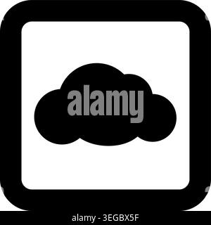 Cloud Framed in Square - Solid Shape Stock Vector