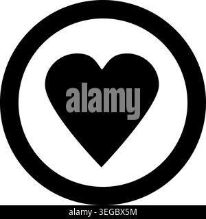 Heart Framed in Circle - Solid Shape Stock Vector