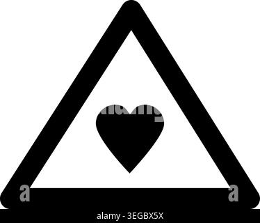Heart Framed in Triangle - Solid Shape Stock Vector
