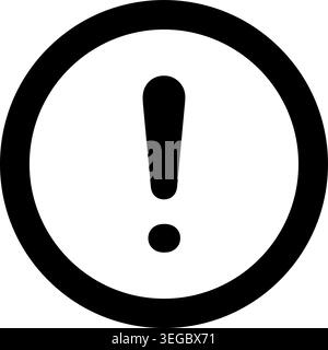 Exclamation Framed in Circle - Solid Shape Stock Vector