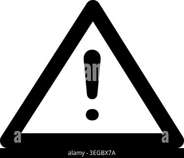 Exclamation Framed in Triangle - Solid Shape Stock Vector