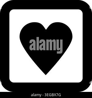 Heart Framed in Square - Solid Shape Stock Vector