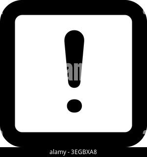 Exclamation Framed in Square - Solid Shape Stock Vector