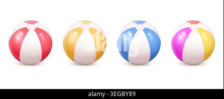 Colorful Beach Balls Collection Set Stock Vector