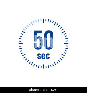 Minimalist Fifty Seconds Blue Stopwatch Icon Design Stock Vector