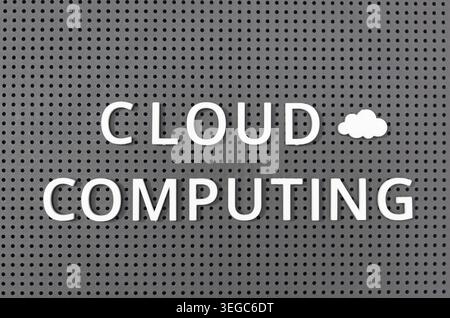 Cloud computing concept. Plastic letters message on gray board Stock Photo