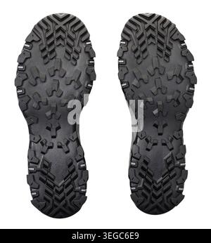 Hiking boots sole isolated on white background Stock Photo