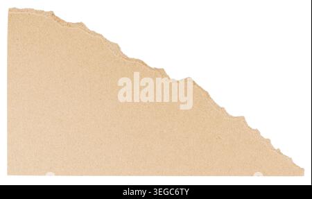 Torn brown cardboard paper corner isolated on a white background Stock Photo