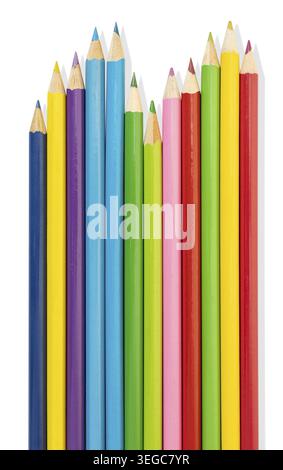 Group of Colored pencils with shadow isolated on white background Stock Photo
