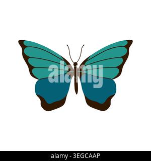 Beautiful turquoise and blue butterfly vector illustration isolated on white background Stock Vector
