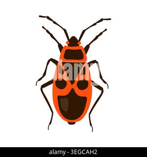 Red firebug insect with black pattern vector illustration isolated on white background Stock Vector