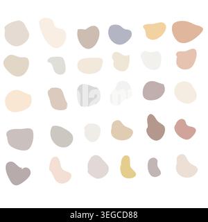 Abstract spots of delicate pastel shades. Vector illustration. The set is isolated on a white background Stock Vector