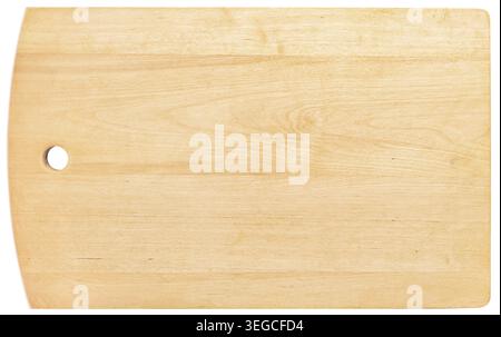 Empty Wooden cutting board isolated on white background. Rectangular shape Stock Photo