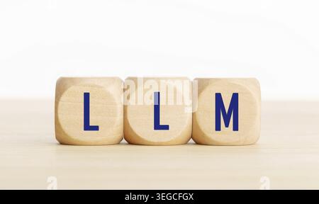LLM or Large Language Model text on wooden blocks. Copy space Stock Photo