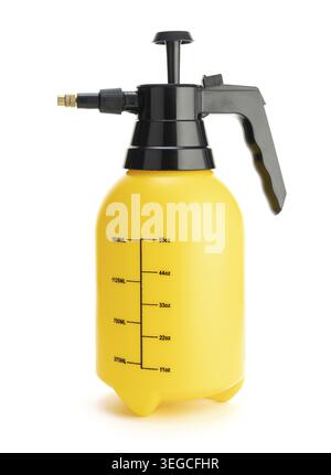 Yellow Pressure spray bottle isolated on white background Stock Photo