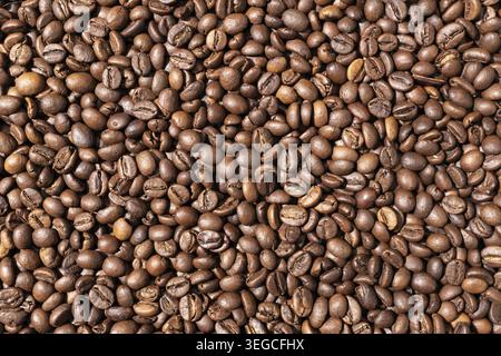 Roasted coffee beans background texture. Top view Full frame Stock Photo