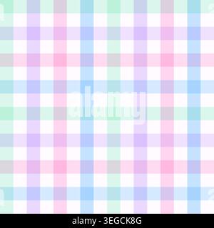 Pastel rainbow gingham seamless pattern. Soft plaid check background in pink, blue, purple, mint colors. Stock Vector