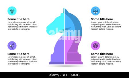 Infographic template with icons and 4 options or steps. Strategy. Can be used for workflow layout, diagram, banner, webdesign. Vector illustration Stock Vector