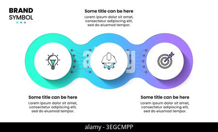 Infographic template with icons and 3 options or steps. Technology concept. Can be used for workflow layout, diagram, banner, webdesign. Vector illust Stock Vector