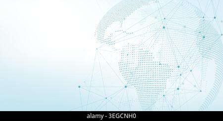 Global network connection concept. Big data visualization. Social network communication in the global computer networks. Internet technology. Business Stock Vector