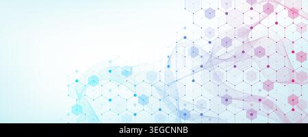 Modern health care or medical background design. Health care innovation concept. Horizontal header web banner. Abstract geometric background with Stock Vector