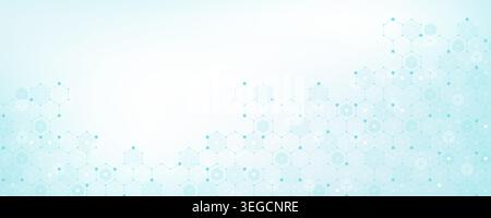 Modern health care or medical background design. Health care innovation concept. Horizontal header web banner. Abstract geometric background with Stock Vector
