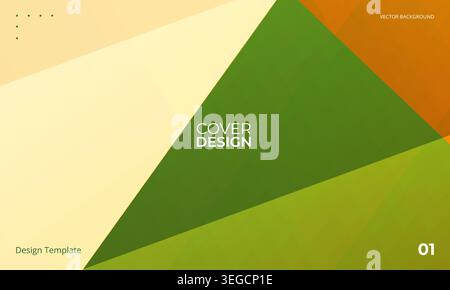 Modern cover design. Abstract vector background with layered green, beige and orange geometric shapes. Ideal for corporate branding, brochures Stock Vector