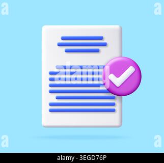 3d document with check mark. Stock Vector