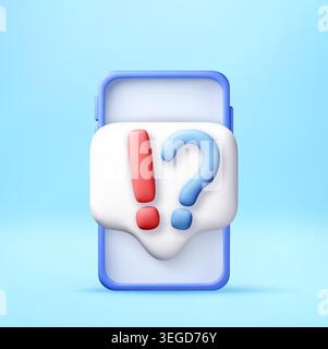 3D Mobile phone with exclamation and question mark Stock Vector