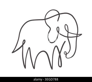 Minimal elephant continuous one line illustration Stock Vector