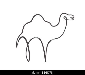 Minimal camel continuous one line illustration Stock Vector