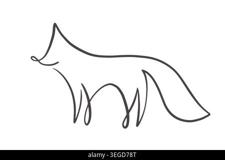Minimal fox illustration in continuous one line Stock Vector