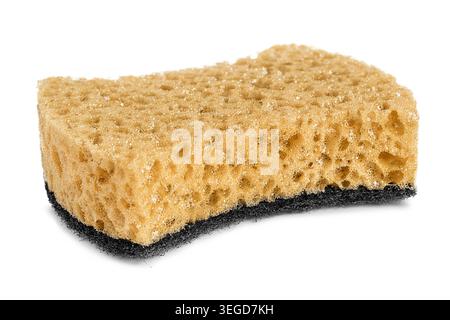 Yellow fiber dishes sponge isolated on white background Stock Photo
