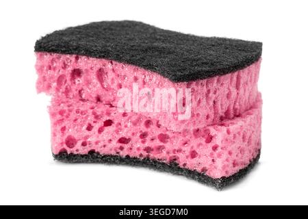 Two pink dishes sponges isolated on white background Stock Photo