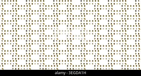 Seamless pattern with numbers and mathematical symbols isolated on white background Stock Vector