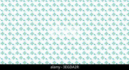 Seamless pattern with cute stylized blue flowers and floral elements. Stock Vector