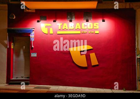 Malaga Spain,Andalusia,tobacco shop cigarette display,store shelves stocked  packs,retail business interior,consumer goods sales,product variety assort  Stock Photo