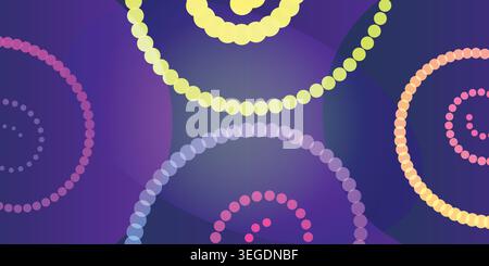 Vibrant purple background with colorful dotted circles pattern design Stock Vector