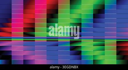 Vibrant colorful grid pattern with squares and rectangles in various colors Stock Vector